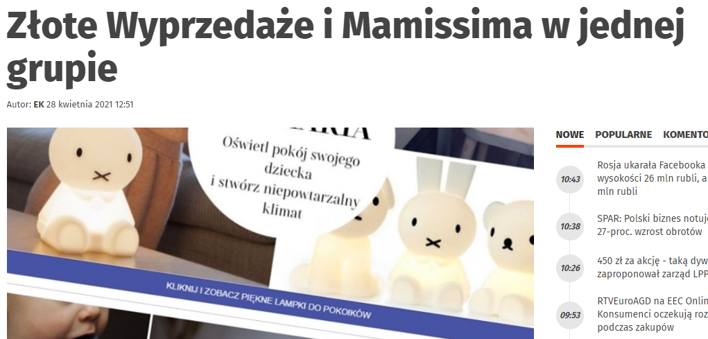 Dlahandlu.pl – Złote Wyprzedaże i Mamissima w jednej grupie